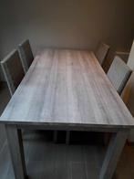 Grijze houten tafel, Huis en Inrichting, Ophalen, 50 tot 100 cm, Zo goed als nieuw, Vijf personen of meer