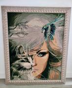 Gobelin met houten kader, Ophalen, Zo goed als nieuw