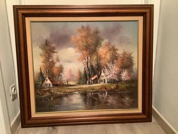 *Prachtige grote gesigneerde schilderij met mooie kader beschikbaar voor biedingen