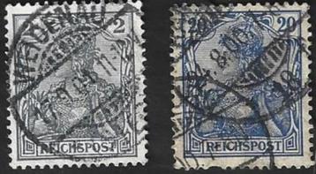 2 Postzegels Duitse Rijk 1899 Germania inschrift REICHSPOST beschikbaar voor biedingen