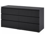 Commode Ikea Malm marron noir - 6 tiroirs, Enlèvement, Utilisé