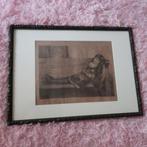 Cadre ancien en bois avec dessin au stylo 50x32cm, Antiquités & Art, Art | Dessins & Photographie, Enlèvement