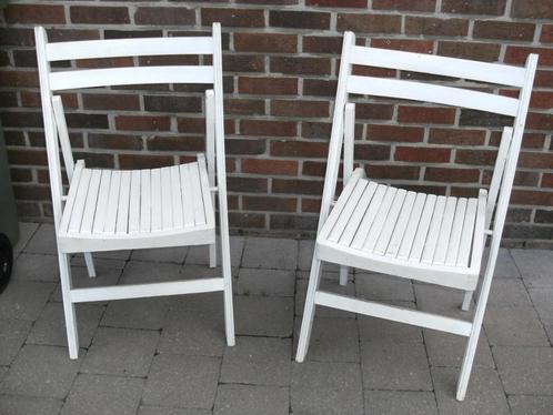 Tuinstoel Hout  2st. wit inklapbaar, Tuin en Terras, Tuinstoelen, Zo goed als nieuw, Hout, Inklapbaar, Ophalen