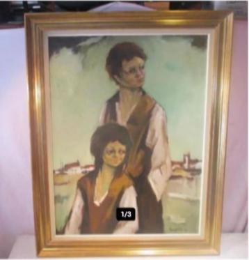 Prachtig Schilderij 'Jongen en Meisje' - Remy de Pillecijn beschikbaar voor biedingen