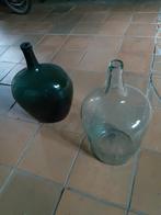 Dame Jeanne, wit en groen glas, Huis en Inrichting, Woonaccessoires | Stolpen, Ophalen, Gebruikt
