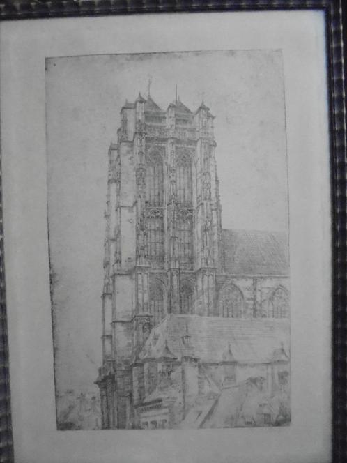 Romain Malfliet  Ets  II  Sint Jacobskerk Antwerpen, Antiquités & Art, Art | Eaux-fortes & Gravures, Envoi