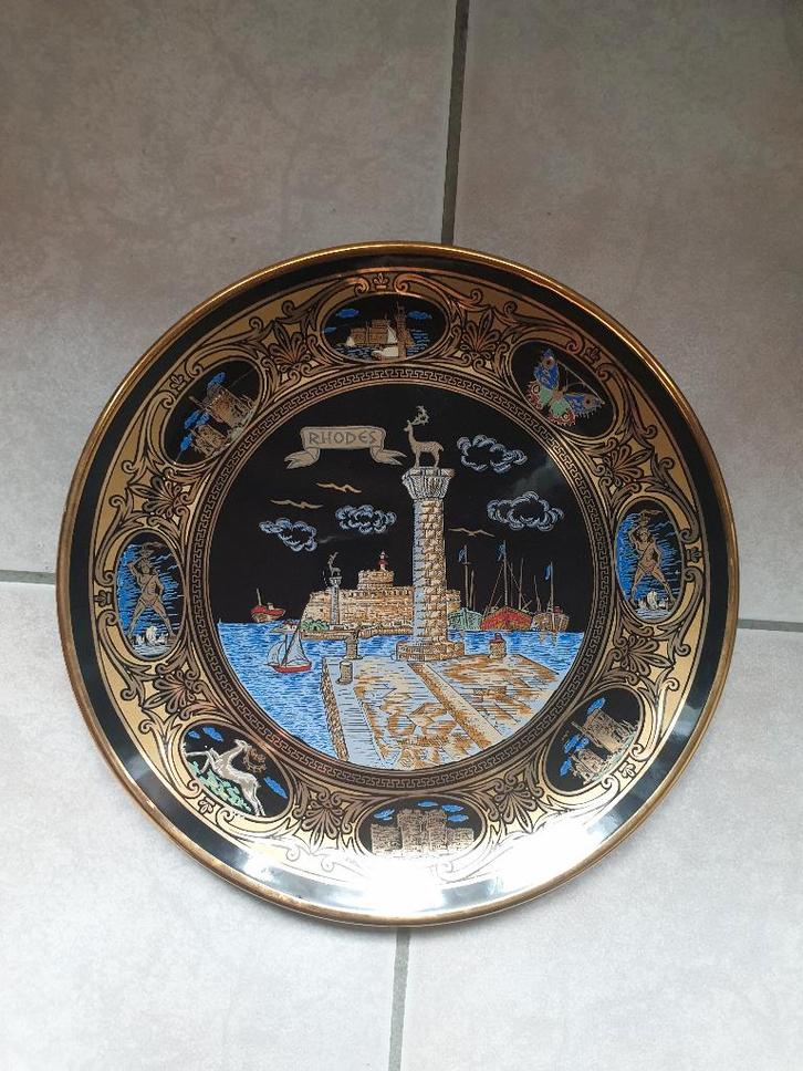 Grieks Bord Rhodos 24K Goud, Huis en Inrichting, Woonaccessoires | Wanddecoraties, Zo goed als nieuw, Ophalen