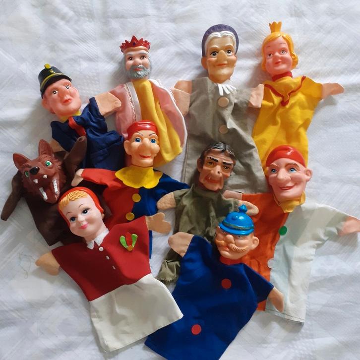 Retro handpoppen poppenkastpoppen ( D ), Verzamelen, Poppen, Ophalen of Verzenden