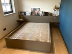 bed, Huis en Inrichting, Slaapkamer | Bedden, Ophalen, Gebruikt, Bruin, 140 cm