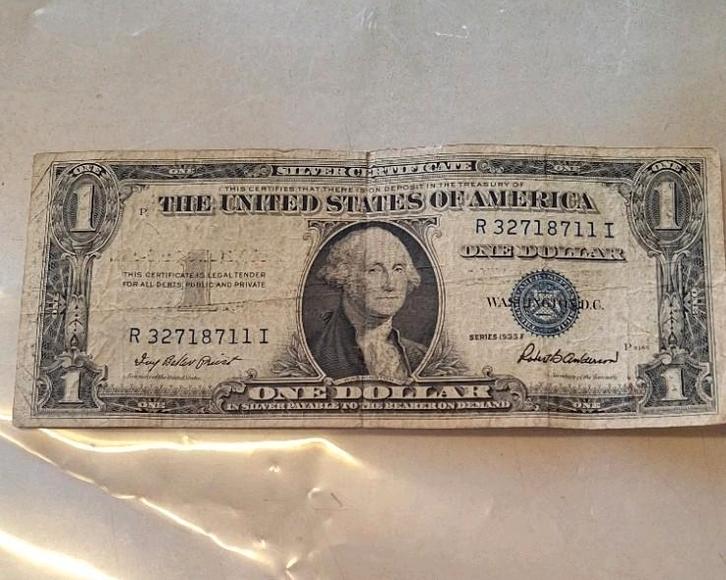 1 dollar silver certificate serie 1935 F 1dollar serie 1957, Postzegels en Munten, Munten en Bankbiljetten | Verzamelingen, Ophalen of Verzenden