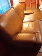 Volledig lederen 2zit en poef, Huis en Inrichting, Ophalen, 150 tot 200 cm, Tweepersoons, Zo goed als nieuw