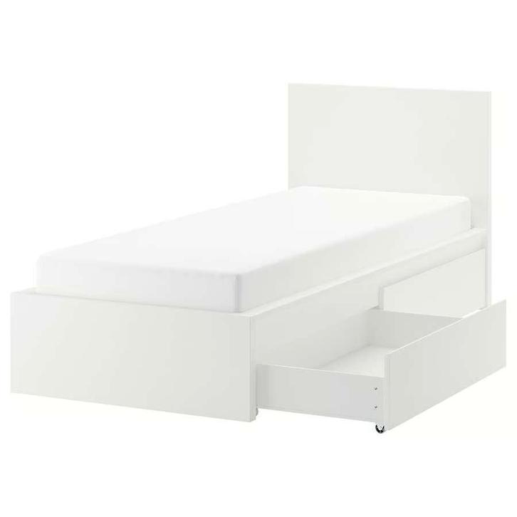 Showmodel Malm bed + lades+ hoogwaardige matras en Lattenbo, Maison & Meubles, Chambre à coucher | Lits, Comme neuf, Une personne