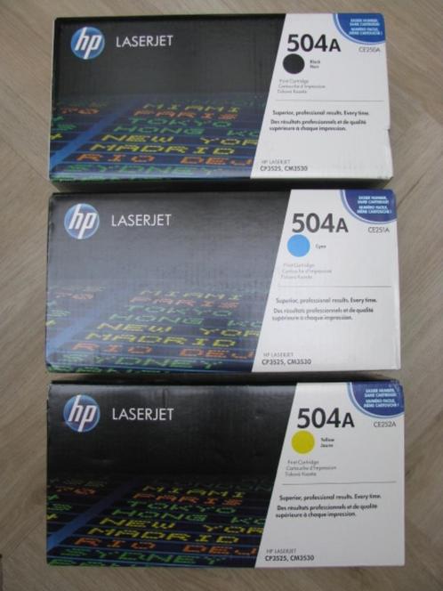 3 toners HP CE250A-CE251A-CE252A (HP 504A) HP CP3525-CM3530, Computers en Software, Printerbenodigdheden, Nieuw, Toner, Ophalen of Verzenden
