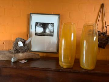 Prachtige grote oranje vazen of decoratie - 2 stuks beschikbaar voor biedingen