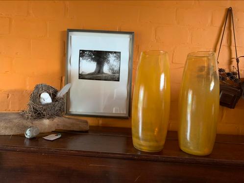 Prachtige grote oranje vazen of decoratie - 2 stuks, Huis en Inrichting, Woonaccessoires | Vazen, Oranje, Glas, Ophalen