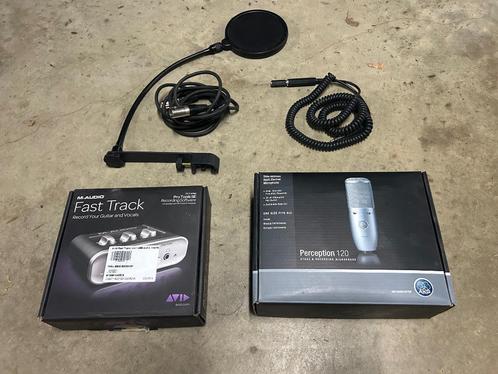 Volledige opnameset – AKG Perception120 + M-Audio Fast Track, Muziek en Instrumenten, Microfoons, Zo goed als nieuw, Zangmicrofoon