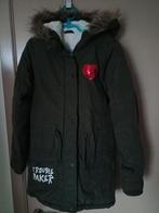 kakigroene winterparka dikgevoerd schapenwol/bontkap mt146, Ophalen, Nieuw, Meisje, Jas