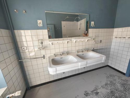 Emaille dubbele lavabo, Huis en Inrichting, Badkamer | Badkamermeubels, Gebruikt, Wasbak of Wastafel, Minder dan 100 cm, 100 tot 150 cm
