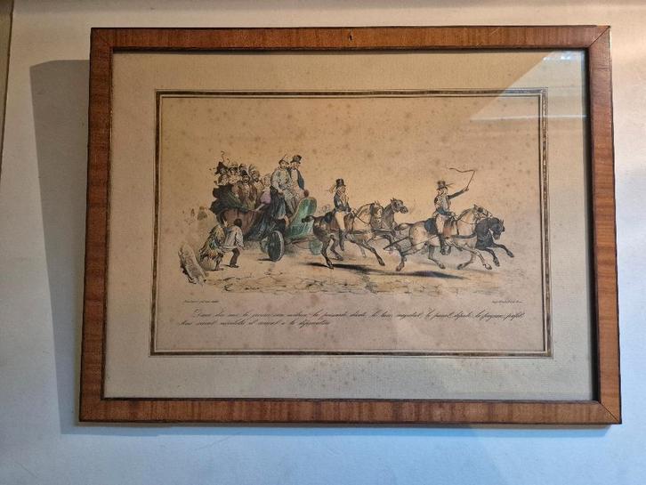 ingekleurde litho ' UNE SCENE DE CARNAVAL ' 19e eeuw, Antiek en Kunst, Kunst | Litho's en Zeefdrukken, Ophalen of Verzenden