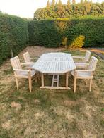 Teak tafel en 4stoelen, Ophalen, Gebruikt