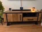 TV kast - meubel Lamulux teak decor met metalen zwart frame, Huis en Inrichting, Kasten |Televisiemeubels, Ophalen, Zo goed als nieuw