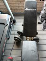 Fitnessbank + halters, Ophalen, Zo goed als nieuw, Armen, Fitnessbank