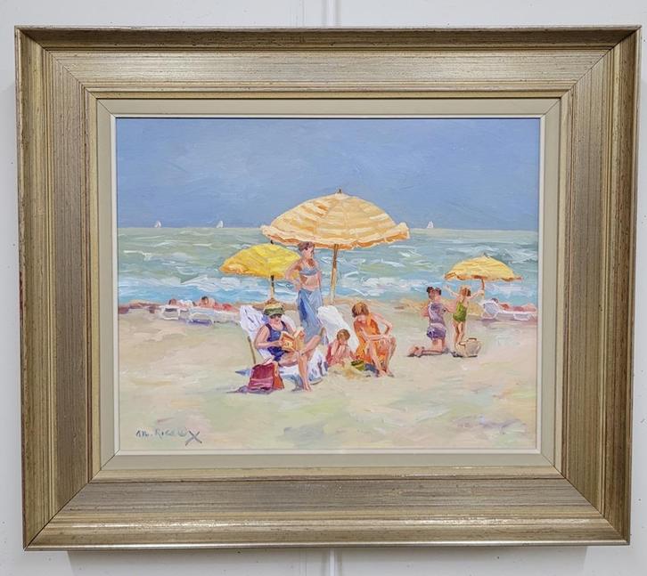 Albert RIGAUX, de oranje parasol, Antiek en Kunst, Kunst | Schilderijen | Klassiek, Ophalen of Verzenden