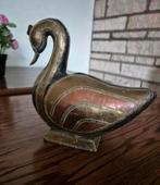 Vintage houten decoratieve eend met koper en bronzen beslag, Antiek en Kunst, Antiek | Brons en Koper, Ophalen of Verzenden, Koper