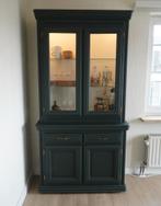 Vitrine en dressoir donkergroen geschilderd, Huis en Inrichting, Ophalen, Gebruikt, Kersenhout