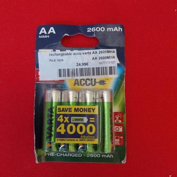 Lot de 4 piles rechargeables 2600mAh -VARTA neuf et emballé, Enlèvement, Neuf, Rechargeable