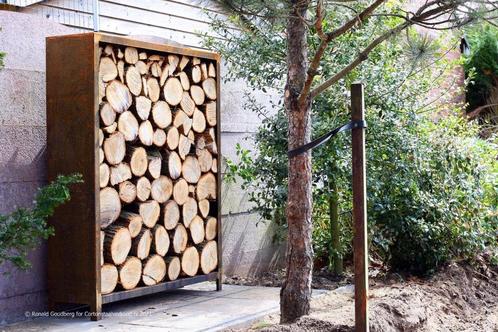 Rangement en bois en acier Corten, armoire de jardin, banc d, Jardin & Terrasse, Bois de chauffage, Bûches, Enlèvement ou Envoi