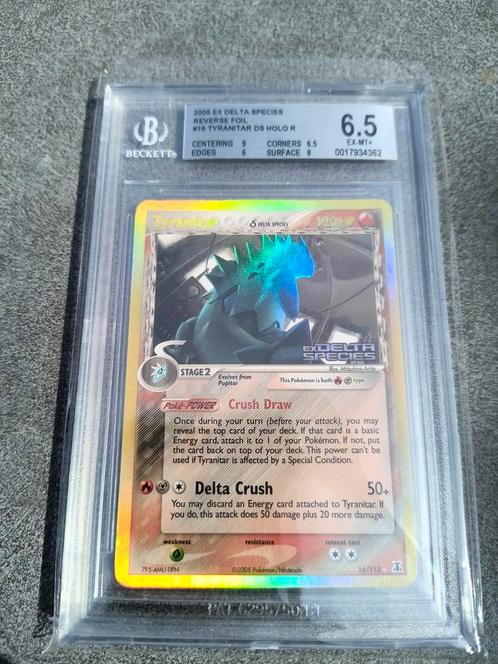 Tyranitar Ex Delta Species BGS 6.5, Hobby en Vrije tijd, Verzamelkaartspellen | Pokémon, Zo goed als nieuw, Losse kaart, Foil