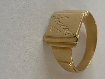 gouden zegelring, 18 à 19, Femme ou Homme, Comme neuf, Or