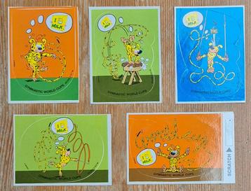 Marsupilami complete reeks 5 stickers Gymnastic WC 1990 beschikbaar voor biedingen