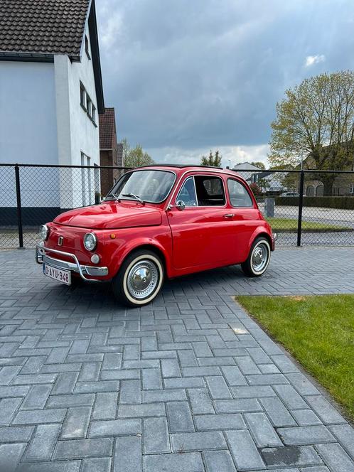 Fiat 500 L 1970 n.o.t.k., Auto's, Oldtimers, Particulier, Panoramadak, Fiat, Benzine, 3 deurs, Rood, Zwart, Leder, Achterwielaandrijving