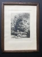Oude ets Rembrandt 1635 Pannekoekebakster, Antiek en Kunst, Kunst | Etsen en Gravures, Ophalen of Verzenden
