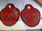 Vintage : 2 x plaque de vélo de 1985, Collections, Collections Autre, Enlèvement, Utilisé