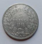 Frankrijk 5 francs 1852 A zilver, Louis-Napoleon, Enlèvement ou Envoi, Monnaie en vrac, Argent, France