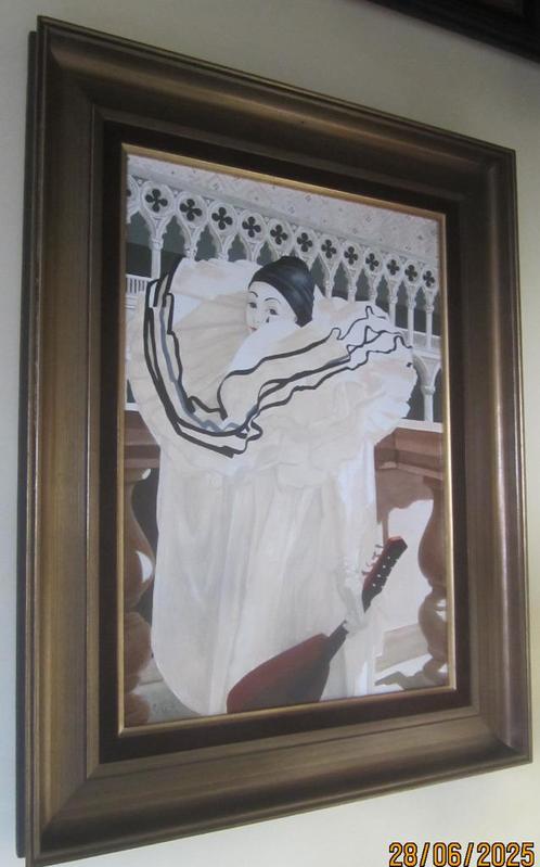 "Pierrot in Venetië" - Jef Wauters, Antiek en Kunst, Kunst | Schilderijen | Klassiek, Ophalen