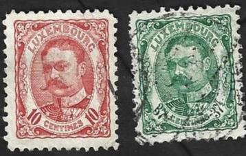 2 Postzegels Luxemburg 1906 Groothertog Willem IV beschikbaar voor biedingen