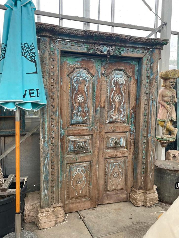 Porte double indienne, Bricolage & Construction, Fenêtres & Moustiquaires, Comme neuf, Autres types, 215 cm ou plus, 120 cm ou plus