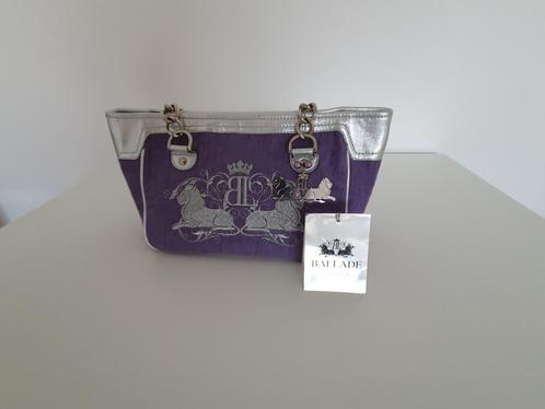 Nieuwe handtas in zilver leder en stof merk Ballade, Handtassen en Accessoires, Tassen | Damestassen, Nieuw, Handtas, Paars, Ophalen of Verzenden