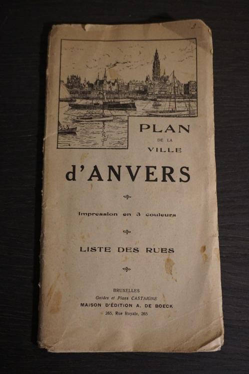 ancien plan de la ville d'Anvers 1922, Antiquités & Art, Curiosités & Brocante, Enlèvement ou Envoi