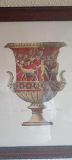 Gravure représentant Bacchus sur amphore. Bel encadrement, Ophalen of Verzenden, Zo goed als nieuw, Dier, Prent