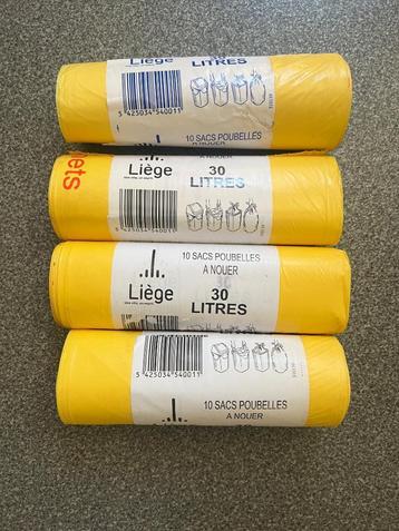 4 rouleaux de sacs poubelles jaunes 30L - Ville de Liège disponible aux enchères