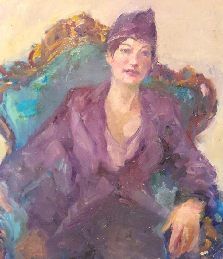 Olieverfpaneel met dame, Antiek en Kunst, Kunst | Schilderijen | Klassiek, Ophalen of Verzenden