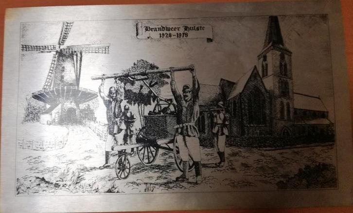 Prent Hulste op metalen plaat, Verzamelen, Foto's en Prenten, Gebruikt, Prent, Ophalen