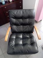 leren fauteuil, Huis en Inrichting, Fauteuils, Ophalen, Minder dan 75 cm, Gebruikt, Metaal