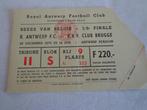 Ticket de football Antwerp Club Brugge 1975, Collections, Affiche, Image ou Autocollant, Utilisé, Enlèvement ou Envoi