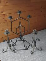 3 kandelaars in metaal, Huis en Inrichting, Woonaccessoires | Kandelaars en Kaarsen, Gebruikt, Zwart, Ophalen of Verzenden, Metaal